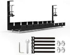Under Desk Cable Management Tray, 2026 New Adjustable No Drill Cord Organizer with Clamp, Premium Cable Management Box for Home Office Standing Desk Wire Management (Black c) by AIIONP