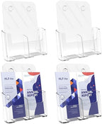 Brochure Holder 8.5x11 Inch Acrylic Literature Holders with Removable Divider for 4x9 inch Clear Pamphlet Display Stand Countertop Use or Wall Mount for Office, Lobby, Hotel, Trade Show, 4 Pack by HLF-ho