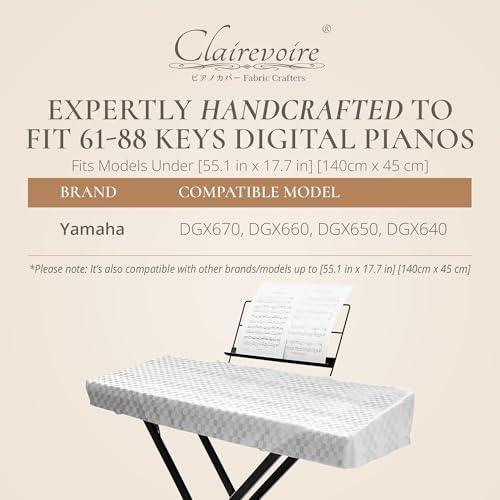 Clairevoire Waterproof Keyboard Piano Cover Cloth for Yamaha DGX670, DGX660, DGX650, Keyboard Covers for Digital Piano, Electric Piano Protection, Weighted Keyboard Piano 88 Keys - DGX670, Pearl White - Image 4