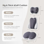 FLORICH 3 PCS Seat Cushion for Carseat Lumbar Support Pillow Car Neck Headrest Pillows Ultrathick Memory Foam Seat Pads Pressure Relief Back Cushion for Office Chair-Dark Beige Grey - Image 3