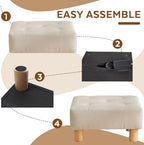 Small Foot Stool Ottoman, Linen Footstool Ottoman Foot Rest for Couch, Rectangle Footstools and Ottomans Small for Living Room, Entryway and Bedroom (Beige) - Image 6