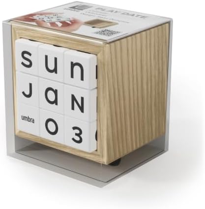 Umbra Play Date Perpetual Calendar, Wooden 3D Puzzle Desk, Natural - Image 5