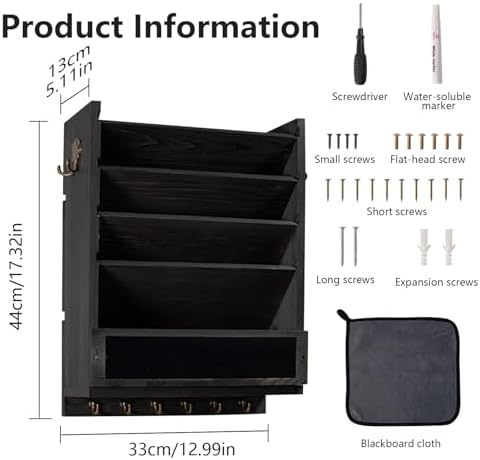 Rustic wall mail organizer,Key and Mail File Holder for Wall Mount - Image 2