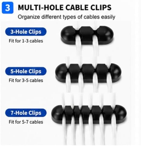 2 Pack Under Desk Cable Management Tray Kit with Cable Clips & Ties (White) - Image 4