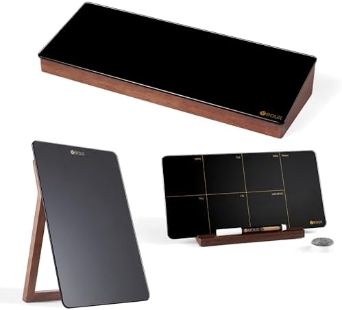 Yeoux Office Essential - Desktop Black Glass Whiteboard and Calendar Combination by Yeoux
