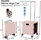 Foldable Utility Cart Portable Collapsible Crate Rolling Carts with Wheels Rolling Tote Basket Teacher Cart with Lid Wear-Resistant 360°Rotate Wheel Noiseless for Shopping Storage Office Use - Image 5