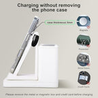 LADSTAG Leather Desk accessories Pen Holder with 3-in-1 Wireless Charger for Phone, Earbuds, Watch Multifunctional Desktop Phone Stand for Office and Home,birthday gifts,gifts for him (white) - Image 7