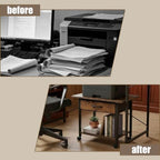 22" x 15" Under Desk Rolling Printer Stand, 2-Tier Industrial Mobile Printer Table with Strong Fabric Drawer,Storage Shelf, Steel Frame and Lockable Wheels, Printer Cart for Home Office (Rustic Brown) - Image 4