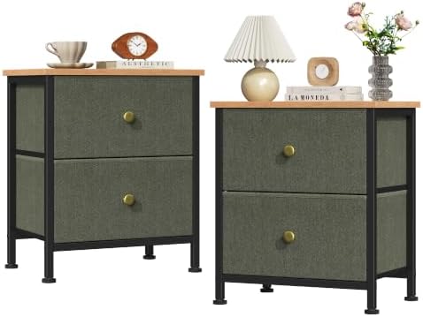 DUMOS Nightstand Set of 2, Bedroom Bedside Table with Storage by DumosLifestyle