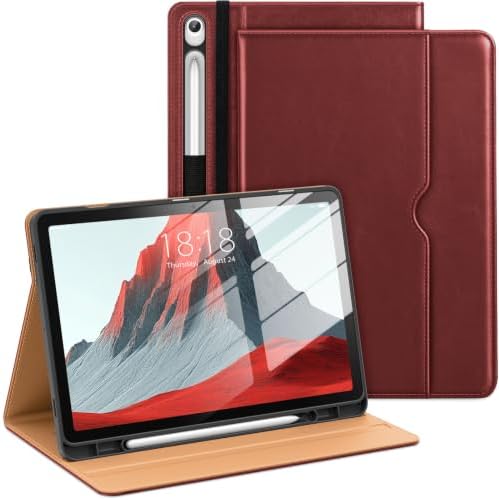 DTTO Leather Case for Galaxy Tab S10 Lite / S10 FE / S9 FE, Burgundy by DTTO