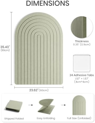 Large Arched Felt Bulletin Board 35.4''×23.6'', Sage - Image 3