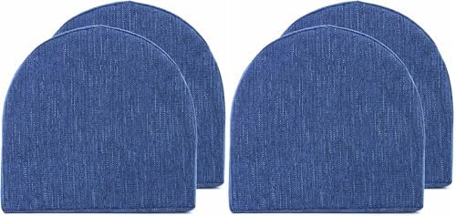 Chair Cushions: Premium High-Density Memory Foam Seat Cushion for Office, Home, & Car - Ergonomic Design for Comfortable Sitting, Relieves Pain & Tailbone Pressure with Non-Slip Bottom, 4 Pack, Navy by SweetHomeCollection