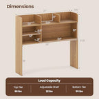 LDAILY 3-Tier Desktop Bookshelf, Wooden Desk Hutch for Computer Monitor Up to 32 Inch, Desk Organizer Shelf with Adjustable Shelf & 6 Storage Shelves, Desk Display Rack for Home Office Dorm (Natural) - Image 3