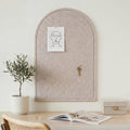 MotiMind Arched Felt Bulletin Board 35" x 24" Felt Wall Panels Large Arch Pin Cork Board No Drill Frameless Wall Tiles with 20 Gold Pins for Back to School Office Photo Display Home Decor(Beige) by MotiMind