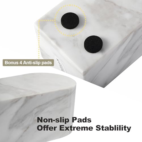 Koville Luxury Greek Marble Bookends for Shelves, Decorative Book Ends, 7lbs Heavy-Duty Marble Book Holders, Bookshelf Apartment Decor for Normal Books/CD/Video Games(Volakas) - Image 3