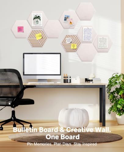Hexagon Cork Bulletin Board Tiles, Felt Pin Board - Image 6