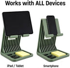Premium Tablet & Phone Stand with Desk Organizer Tray - Ergonomic Desktop Device Holder for iPad, iPhone, Android - Modern Home Office Accessory & Sticky Note Holder (Green) - Image 6