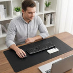 16" x 31" Waterproof Fabric Desk Pad, Suede Design-Slip Base, Stitched Edges No Curling, Fits Laptop Keyboard and Mouse, Smooth Office Mat Mouse Pad for Work, Black - Image 5