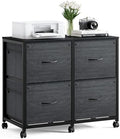 VINGLI Drawer File Cabinet Rolling Mobile Under Desk with Wheels, Fabric Drawers Printer Stand for Home Office, Fits Letter Size (Black, 4 Drawers) by VINGLI