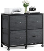 VINGLI Drawer File Cabinet Rolling Mobile Under Desk with Wheels, Fabric Drawers Printer Stand for Home Office, Fits Letter Size (Black, 4 Drawers) by VINGLI