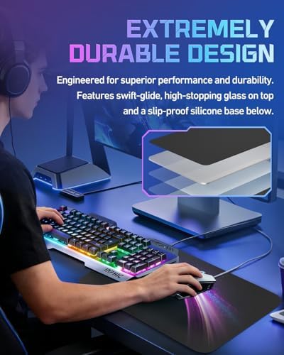 Large Glass Gaming Mouse Pad, 19.3 x 16.5 Inch FPS Tempered Glass - Image 3