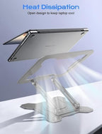 JCZT 360° Rotating Laptop Stand for Desk, Metal Foldable Laptop Riser, Gray - Image 7