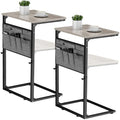 Vagusicc C Shaped End Table, Set of 2 Tall Side Table for Couch, Adjustable Height Small Couch Side Table for Small Spaces, End Table Slide Under Sofa Table TV Tray Arm Table for Living Room, Grey by Vagusicc