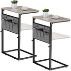 Vagusicc C Shaped End Table, Set of 2 Tall Side Table for Couch, Adjustable Height Small Couch Side Table for Small Spaces, End Table Slide Under Sofa Table TV Tray Arm Table for Living Room, Grey by Vagusicc