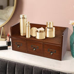 3-Drawer Desktop Organizing Cabinet, Pine Wood Countertop Drawers Storage Box, Vintage Desk Organizer Chest for Bills,Office & Home Supplies,Cosmetics,Seals-No Assembly Required - Image 2