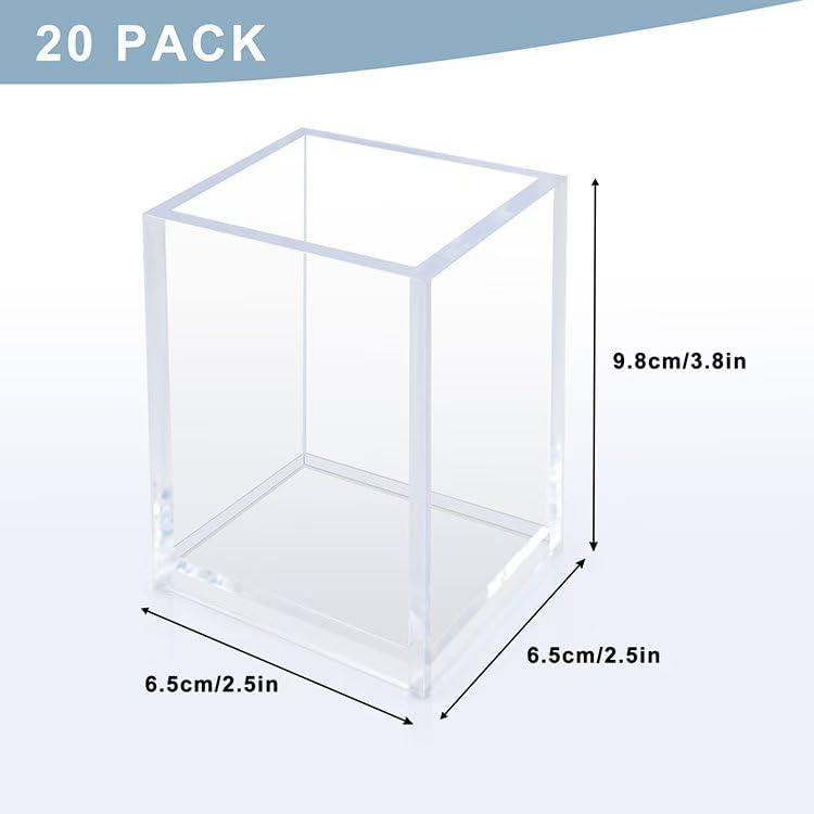 20 Pack Clear Acrylic Pen Holders, Bulk Pencil Cup Desk Organizers - Image 3