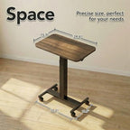 HUANUO Small Rolling Laptop Standing Desk, Height Adjustable Mobile T-Base Desk with Lockable Casters, Portable Sit-Stand Workstation for Bedside & Sofa, Walnut (Pack of 2) - Image 3