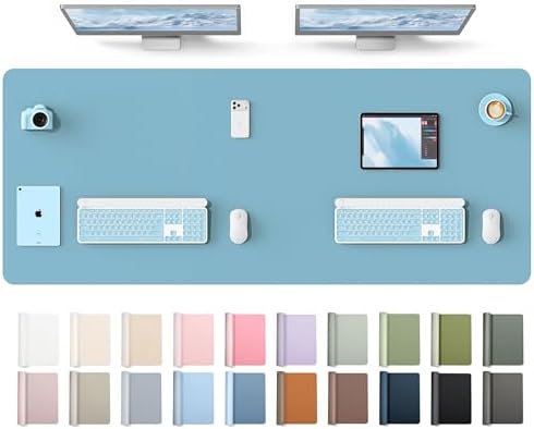 YSAGi Leather Desk Protector, Office Mat, Large Mouse Mat, Non-Slip PU Leather Blotter, Laptop Desk Mat, Waterproof Writing Pad for Office and Home(Sea Blue, 63" x 24") by YSAGi