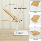 Book Stand for Reading,360°Rotating Base Book Holder for Reading Hands Free,Cookbook Stand,Wooden Panel Aluminium Base Stand for Cookbook,Laptop,Textbook - Image 3