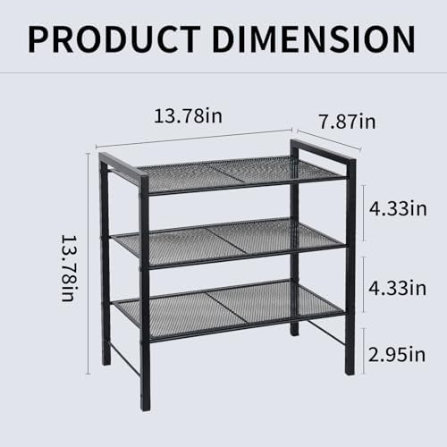 Desktop Shelf Organizer, 3-Tier Office Storage Rack, Adjustable Metal Bookshelf for Top of Desk, Desk Organizer for Office, Home, Dorm and Small Spaces (Black) - Image 3