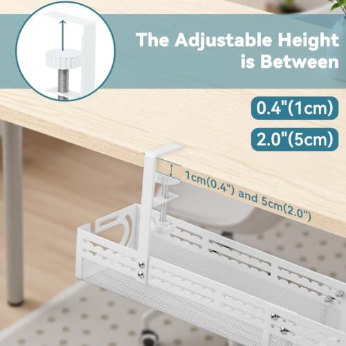Under Desk Cable Management Tray, No Drill Mesh Cable Tray Cord Organizer - Image 5