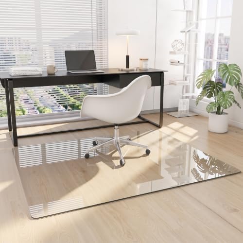 46"x55" Tempered Glass Office Chair Mat for Carpet & Hardwood Floor by Unknown
