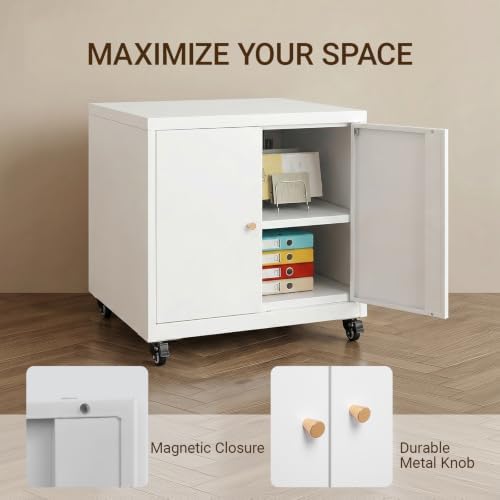 23.6" Metal Printer Stand with Storage Cabinet & Adjustable Shelf - Image 5