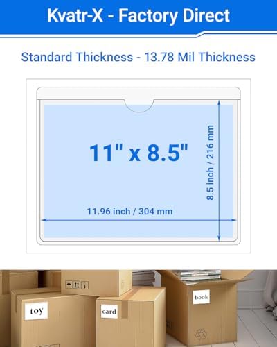 20 PCS Clear Self Adhesive Plastic Label Pockets, Top Loading Business & Library Index Card Holders, Peel and Stick Sleeves for Storage Bins, Totes, Binders and Drawers (11 x 8.5 Inch) - Image 2
