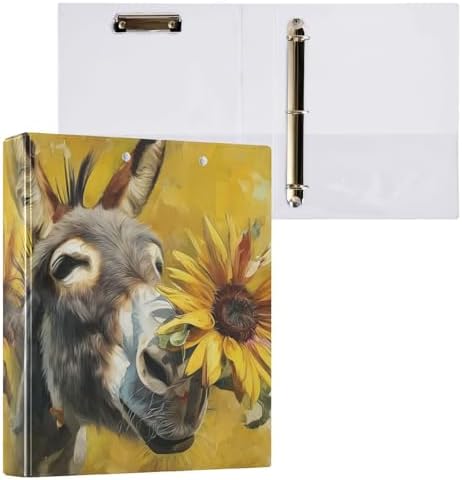 Donkey with Sunflower 3 Ring Binders 1.5 Inch Clear View Three Ring Binders Versatile Binder for Work School Office Supply 1 Pack by Unknown