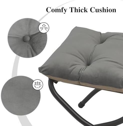 15"(H) Folding Ottoman, Set of 2, Foldable Footrest Stool, Small Foot Stool for Couch, Collapsible Foot Rest Ottoman for Sofa, Accent Padded Ottomans for Living Room, Bedroom, Dark Grey - Image 5