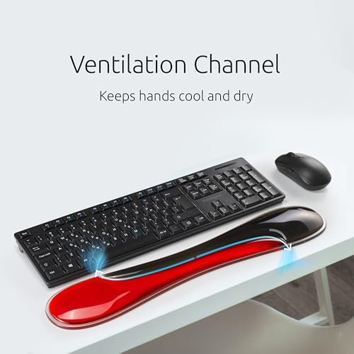 Kensington Slim Duo Gel Wrist Rest for Low Profile Keyboard, Wrist Pad for Keyboard, Ergonomic Wrist Pad for Office, Non-Skid Computer Pad with Wrist Support, Red K62442WW, 19" x 3.7"x 0.7” - Image 5