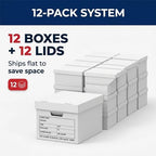 BOX USA Boxes with Lids and Handles (12-Pack) - File Storage Boxes for Office Supplies, Book Storage, Moving, and Packaging - Image 6