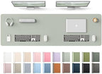 YSAGi Leather Desk Protector, Office Mat, Large Mouse Mat, Non-Slip PU Leather Blotter, Laptop Desk Mat, Waterproof Writing Pad for Office and Home(Grayish Green, 63" x 17.2") by YSAGi