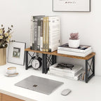 ELITEROO Wood Desktop Shelf, 2 Tier Adjustable Small Bookshelf Organizer - Image 7