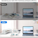 EasyPAG Desk Organizers and Accessories 5 Pieces Office Supplies Set - 2 Tier Paper Tray, Pencil Organizer for Desk, Mail Sorter Countertop, Business Card Holder and Sticky Note Holder, White - Image 5