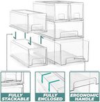 Sorbus Clear Stackable Storage Drawers with Pull-Out Bins (Large, 2 Pack) - Image 4
