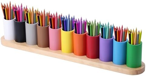 Wooden Colored Pencil Holder, Crayon Organizer 11 Movable Compartments by Diegimr
