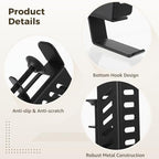 Side Desk Laptop Holder, Clamp On Desk Side Storage with Headphone Hook, Adjustable Metal Organizer, No Drill Vertical Stand for Notebook, Tablet, Magazines - Image 3