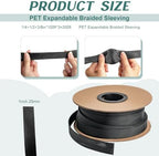 100ft 1 Inches Braided Wire Loom Automotive PET Cable Loom - Image 2