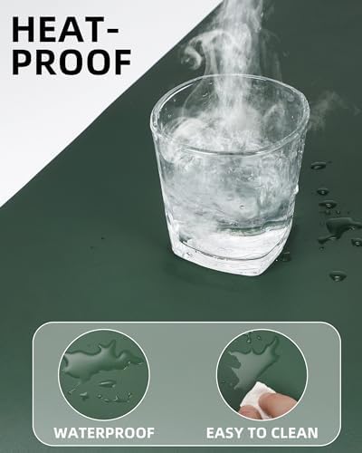Leather Desk Pad Protector,Mouse Pad,Office Desk Mat, Non-Slip PU Leather Desk Blotter,Large Desk mat,Waterproof Keyboard mat for Office/Home/Decor (Dark Green,48" x 24") - Image 4